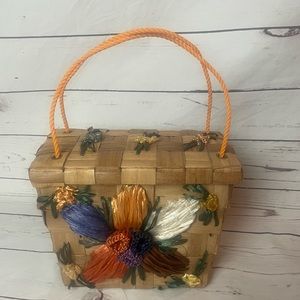 Vintage Straw Basket Handbag